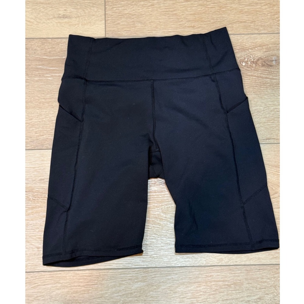 Fabletics PureLuxe Black High Waisted Biker Shorts with Pockets Women Size S